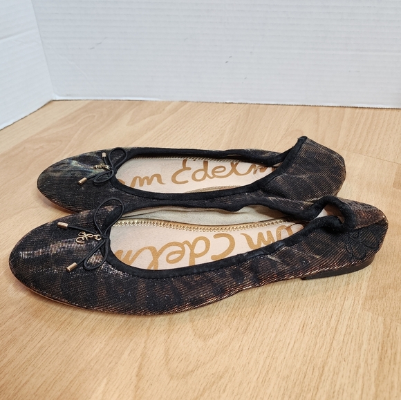 Sam Edelman Felicia Bronze Gold Leopard Ballet Flats Women's Size 10 - Picture 16 of 17